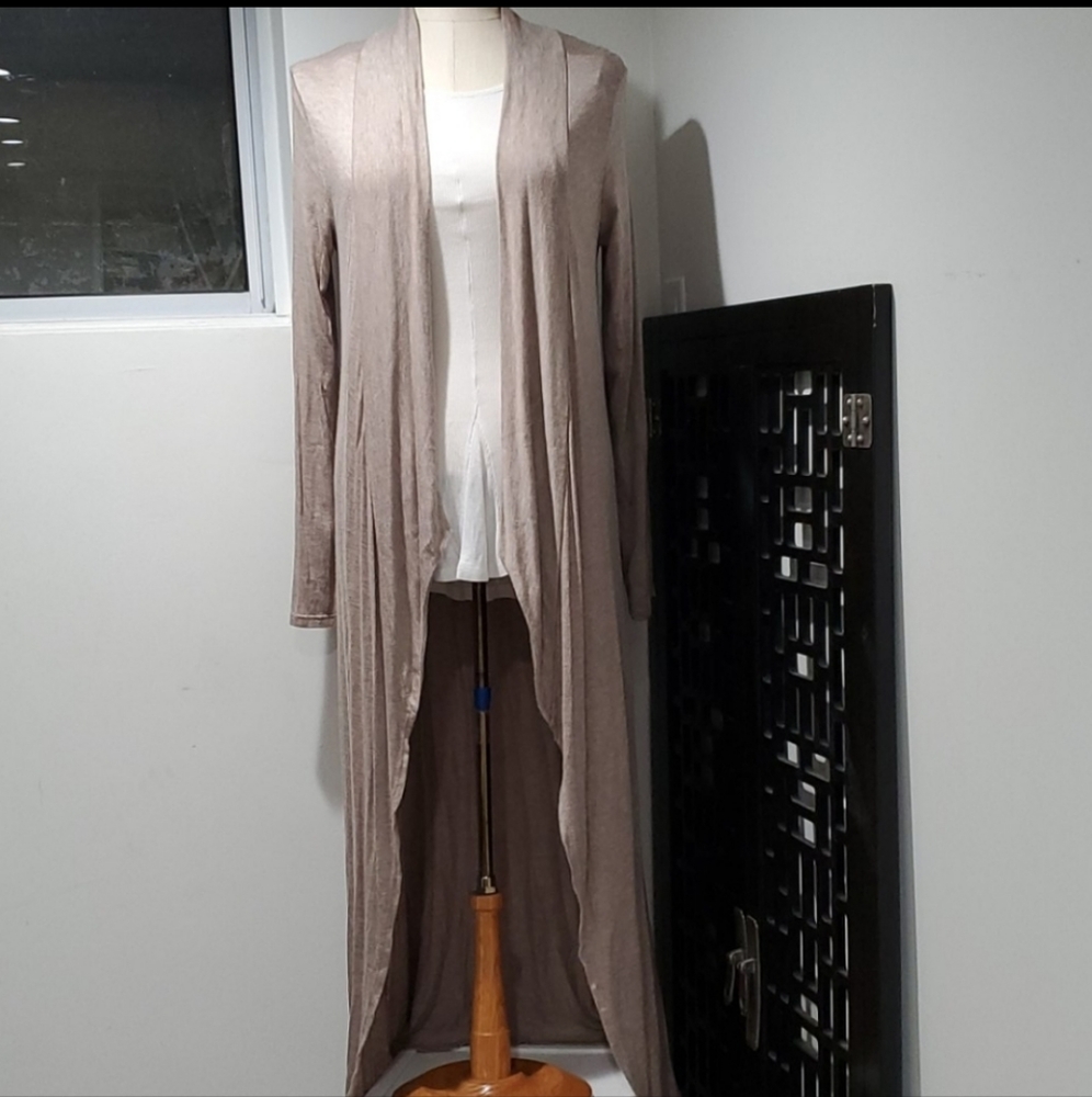 Women's Long Maxi Oatmeal Summer Cardigan Duster sz Small